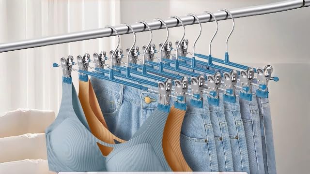 Pants Hangers with Clips Skirt Hangers 12 Inch 20 Pack, Black