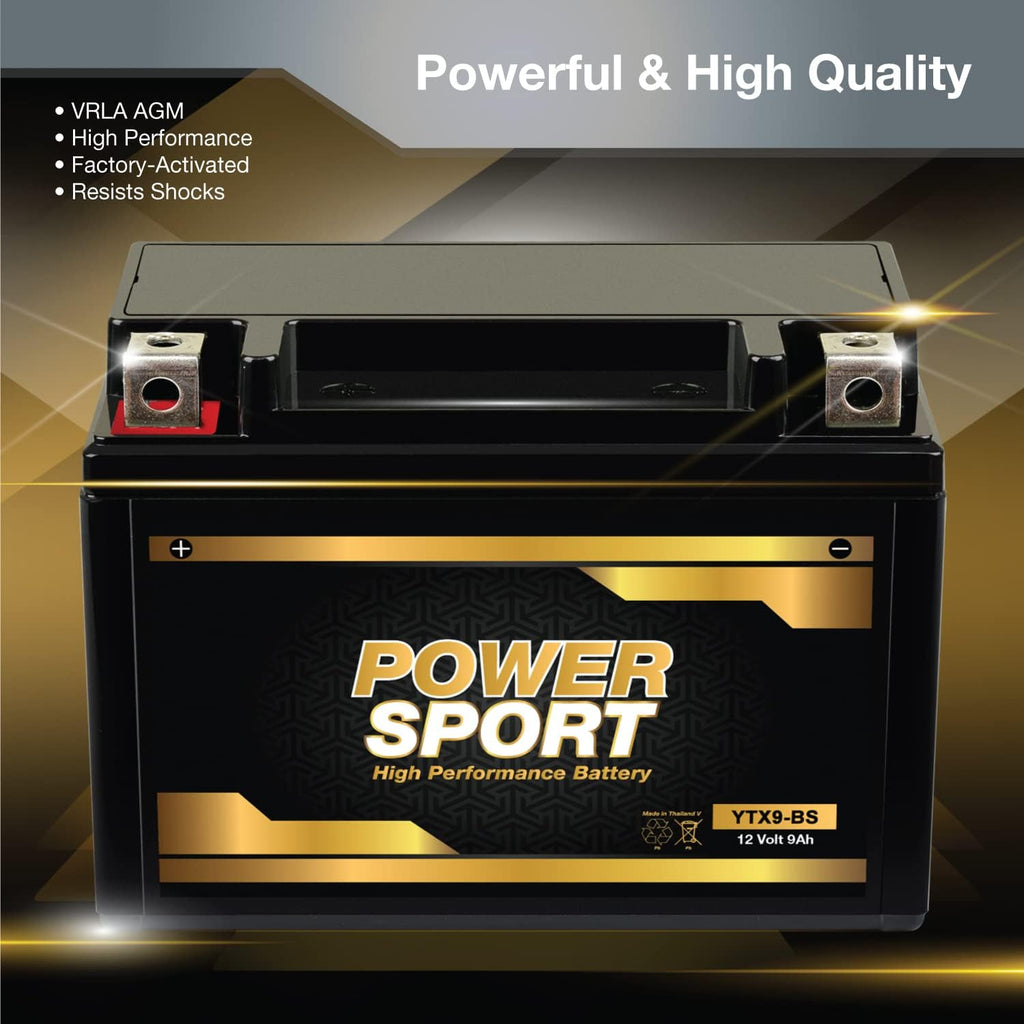 ExpertPower YTX9-BS 12V 9Ah ATV Battery ETX9-BS Replacement AGM, 180 CCA