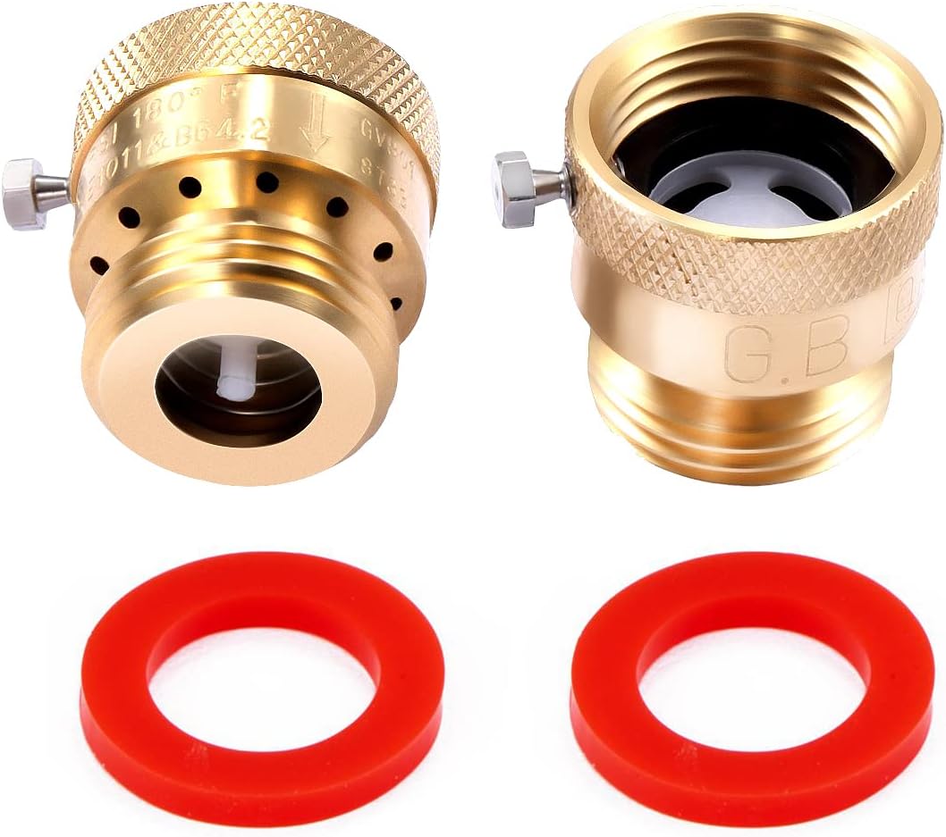 2 Pack Brass 3/4" Inch GHT Hose Bibb Backflow Preventer Vacuum Breaker