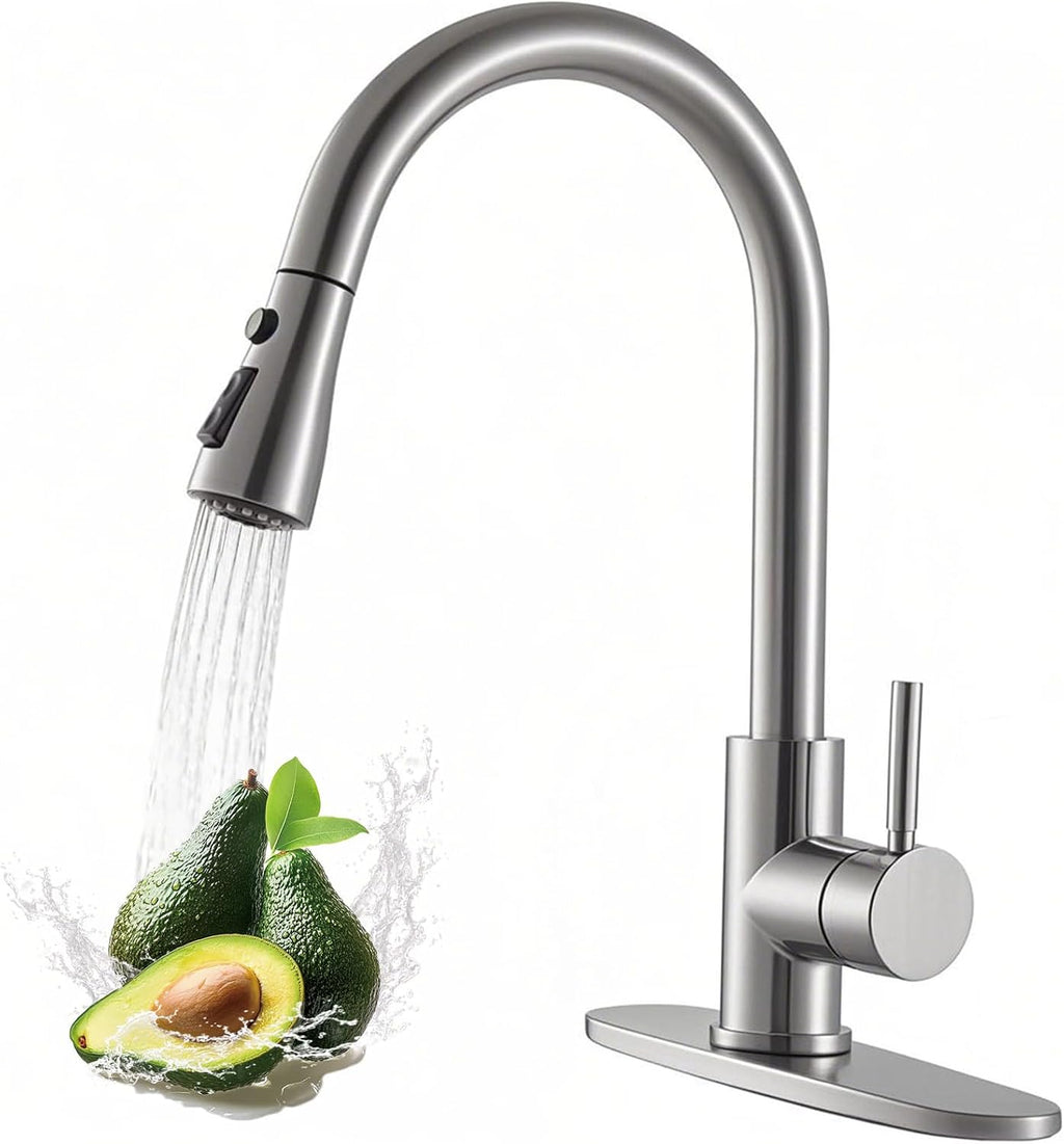 VAPSINT Kitchen Faucet with Pull Down Sprayer, Brushed Nickel