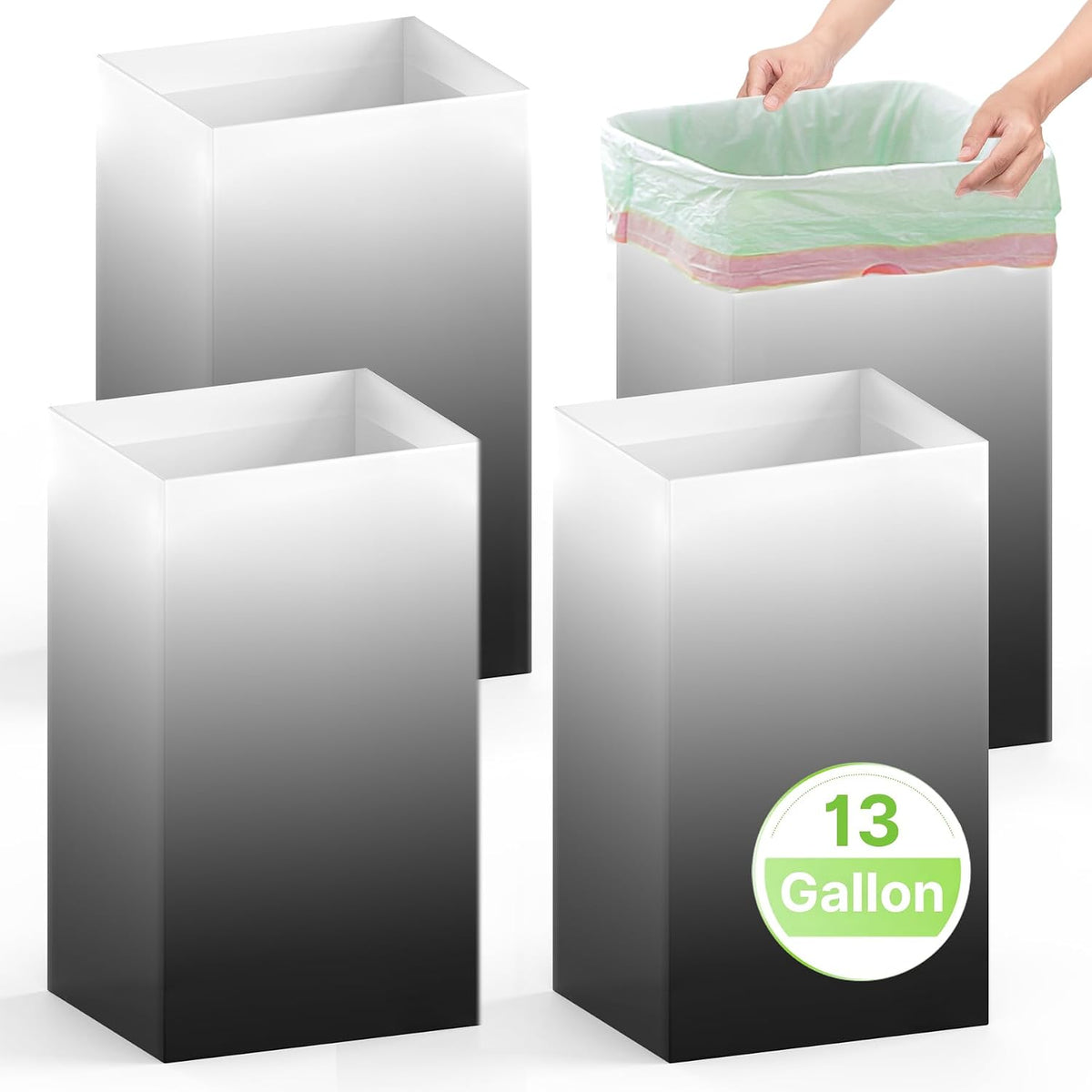 Magicheap 13 Gallon Disposable Trash Cans for Parties, 4 Pack, White
