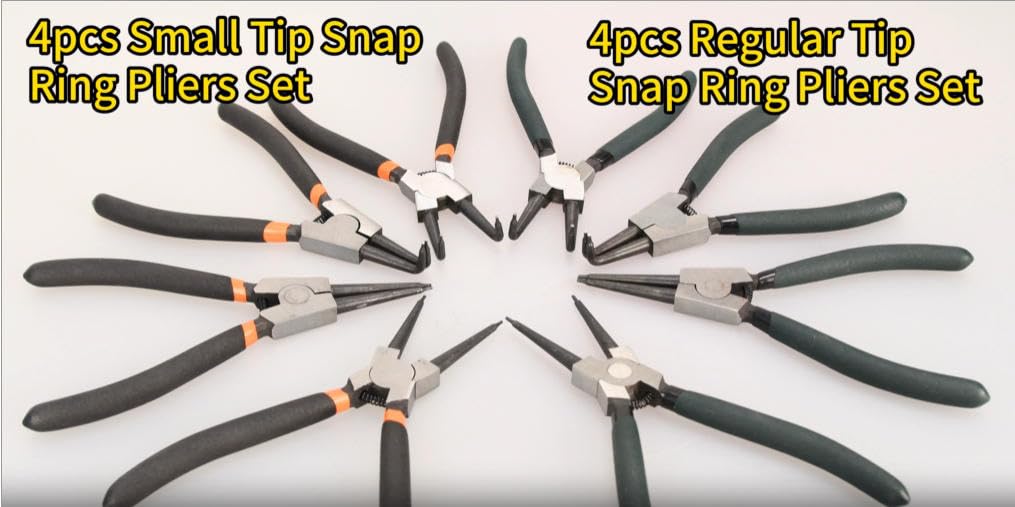 4pcs 7in Snap Ring Pliers, 5/64in Tips