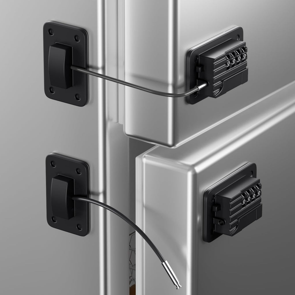 RORMGO Refrigerator Lock 2 Packs, Fridge Lock with Silicone Wire Protection Fridge Locks for Kids Easy to Use and Install Cabinet Locks with Key, Black