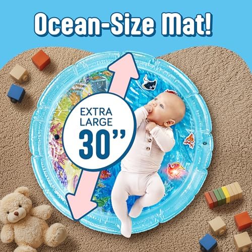 SplashEZ Lights Up Tummy Time Water Mat for Babies, 30" X-Large