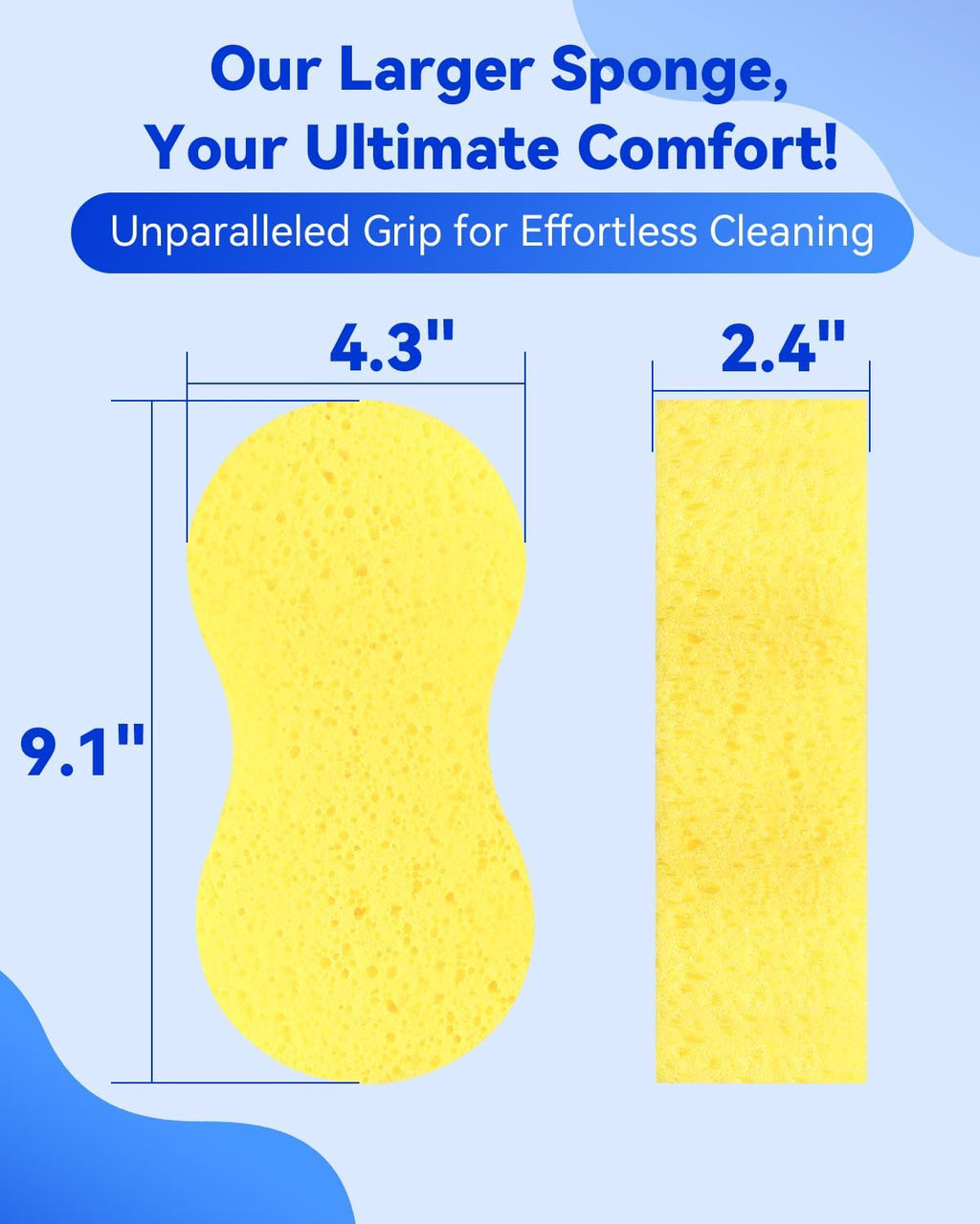 Temede Large Car Wash Sponge, Extra Thick Bone Foam Sponge for Cleaning