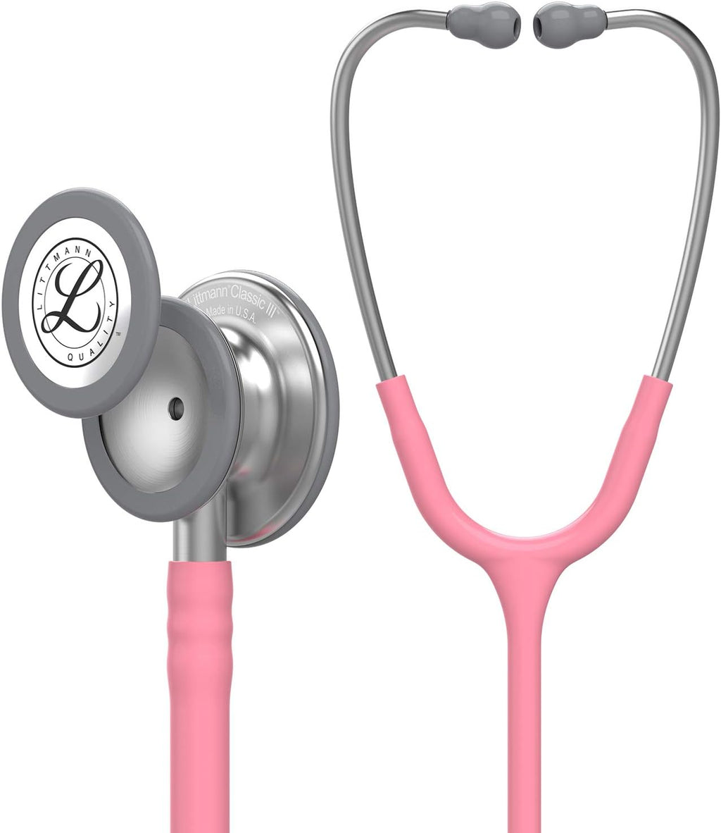 3M Littmann Classic III Monitoring Stethoscope, 5633, More Than 2X as Loud, Weighs Less, Stainless Steel Chestpiece, 27" Pearl Pink Tube