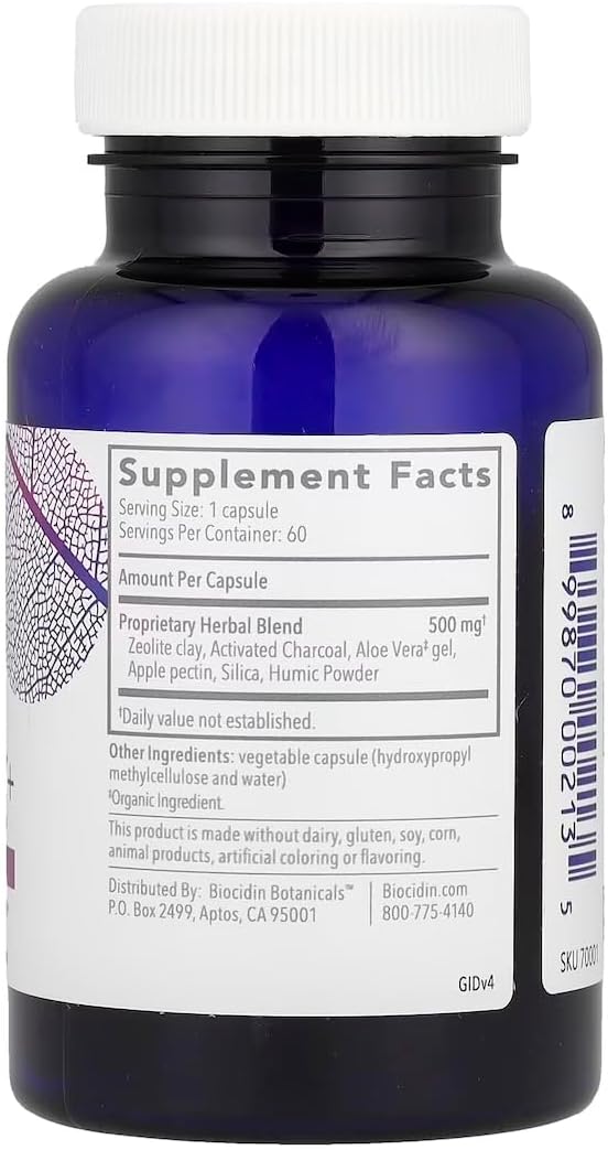 Biocidin GI Detox+ Binder Supplement, Toxins Cleanse Support, 60 Count