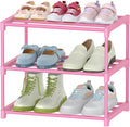 HITHIM 4-Tier Free Standing Pink Shoe Racks, Lightweight Stackable Shelf