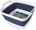 FOSJGO Collapsible Dish Basin with Drain Plug, Foldable Sink, 2.4 Gal (9L)