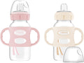 Dr. Brown's Wide-Neck Sippy Spout Bottle with Handles, Pink & Ecru, 2-Pack