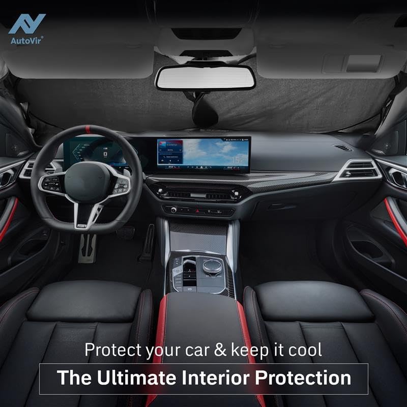 Autovir Windshields Sun Shade, Foldable Car Window Shades, 280T Visor Shade