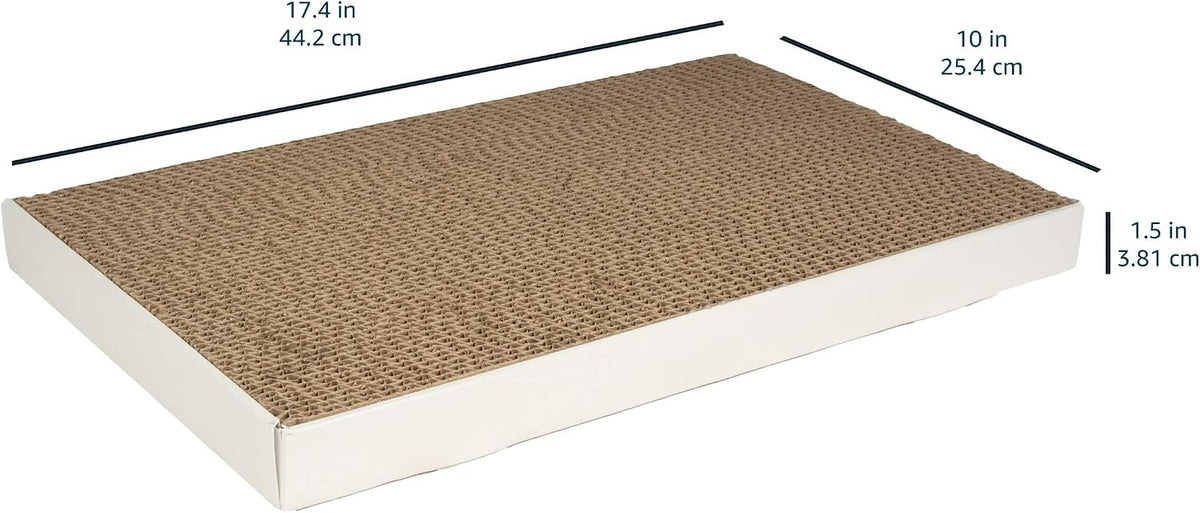 Amazon Basics Corrugated Cardboard Cat Scratcher, Scratching Board, Reversible, 17.4" x 10", White, 4-Pack