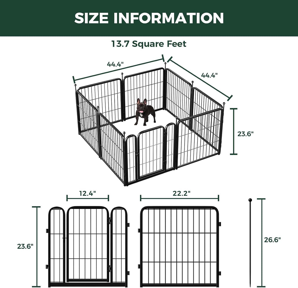 FXW Rollick Dog Playpen, Indoor, Yard & RV Camping, 24" H, 8 Panels