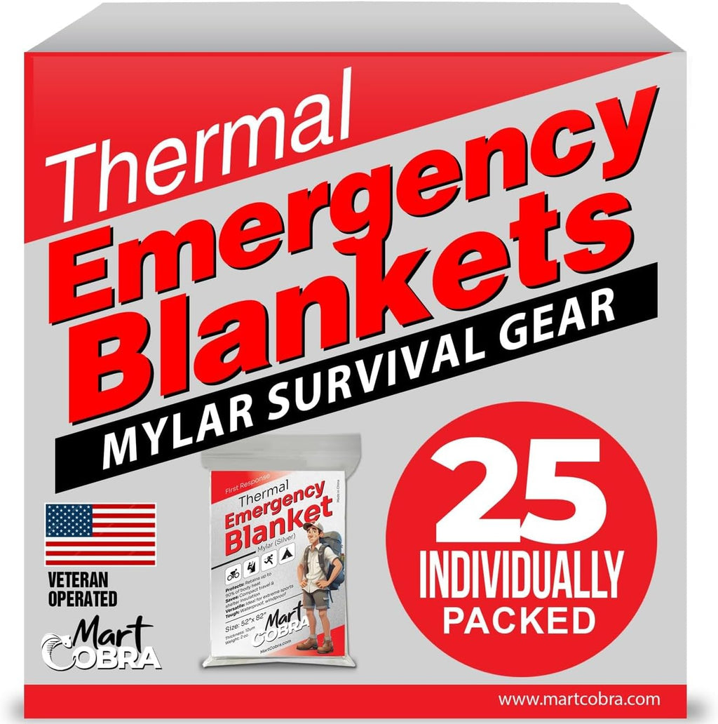 Emergency Blanket Mylar Thermal Space Survival Gear & Supplies 4-Pack Foil