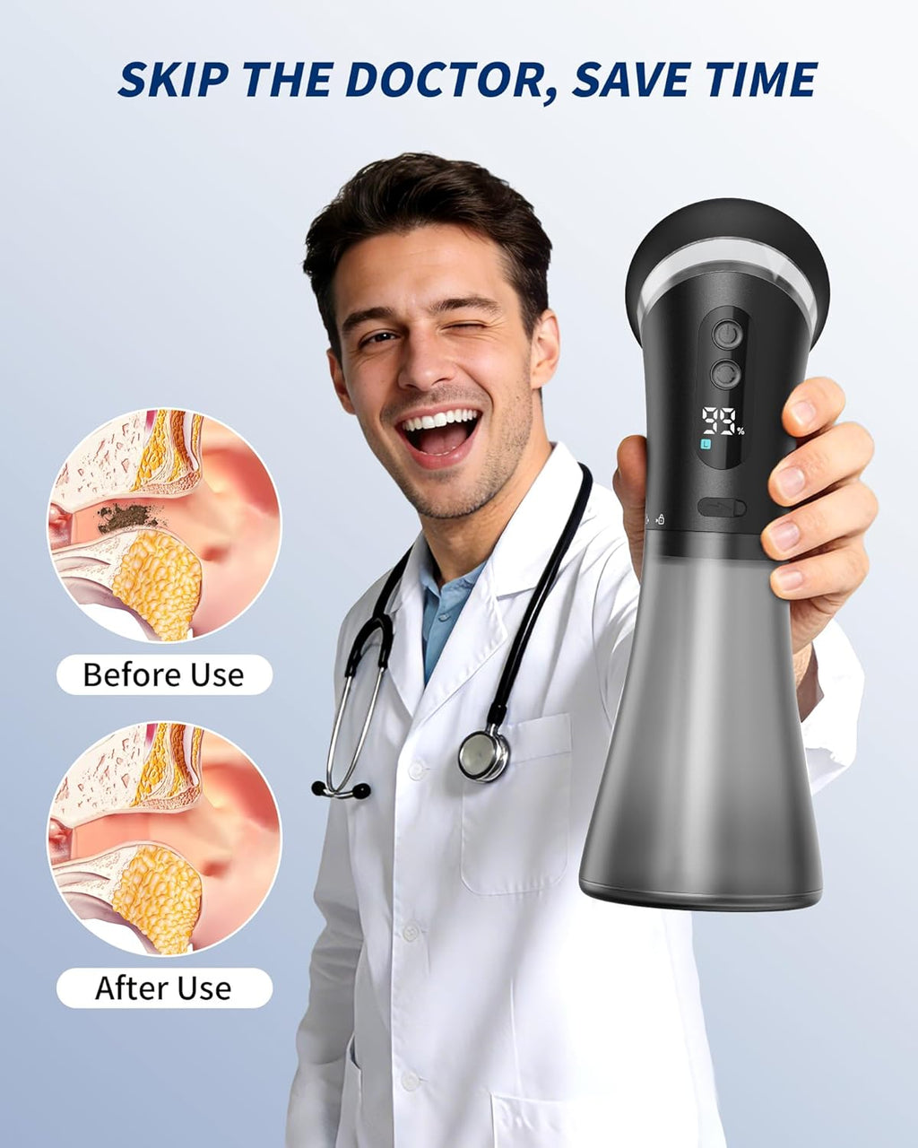Ear Wax Removal Kit with One-Piece Waste Tank, 3 Pressure Modes, Ipx7