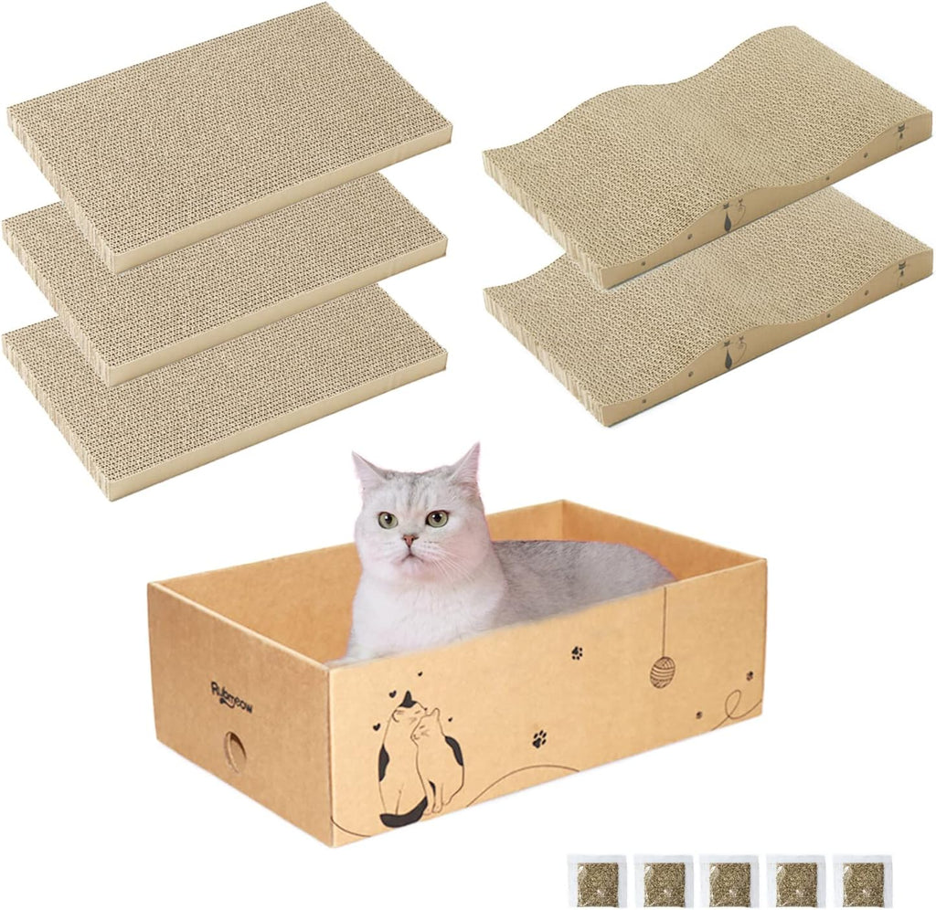 Cat Scratcher Cardboard Scratch Pad for Indoor Cats and Kitty 5pcs