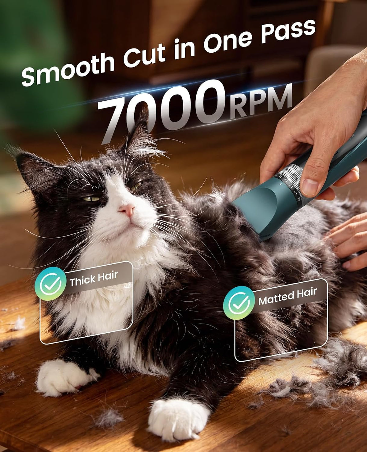 oneisall Cat Clippers for Matted Hair, 5-Speed Quiet Cat Grooming kit