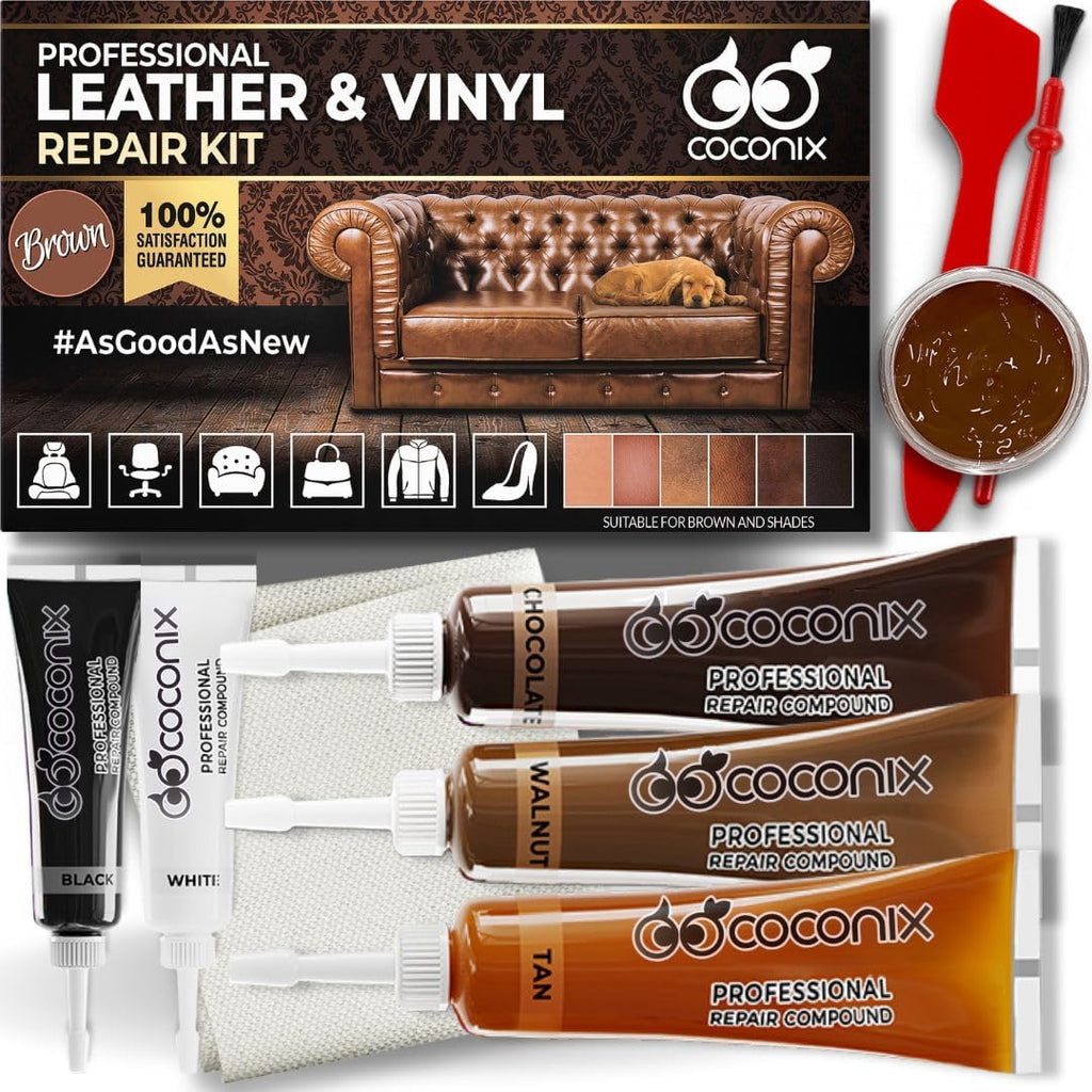 COCONIX Brown Leather & Vinyl Repair Kit for Furniture, Couches & Car Seats