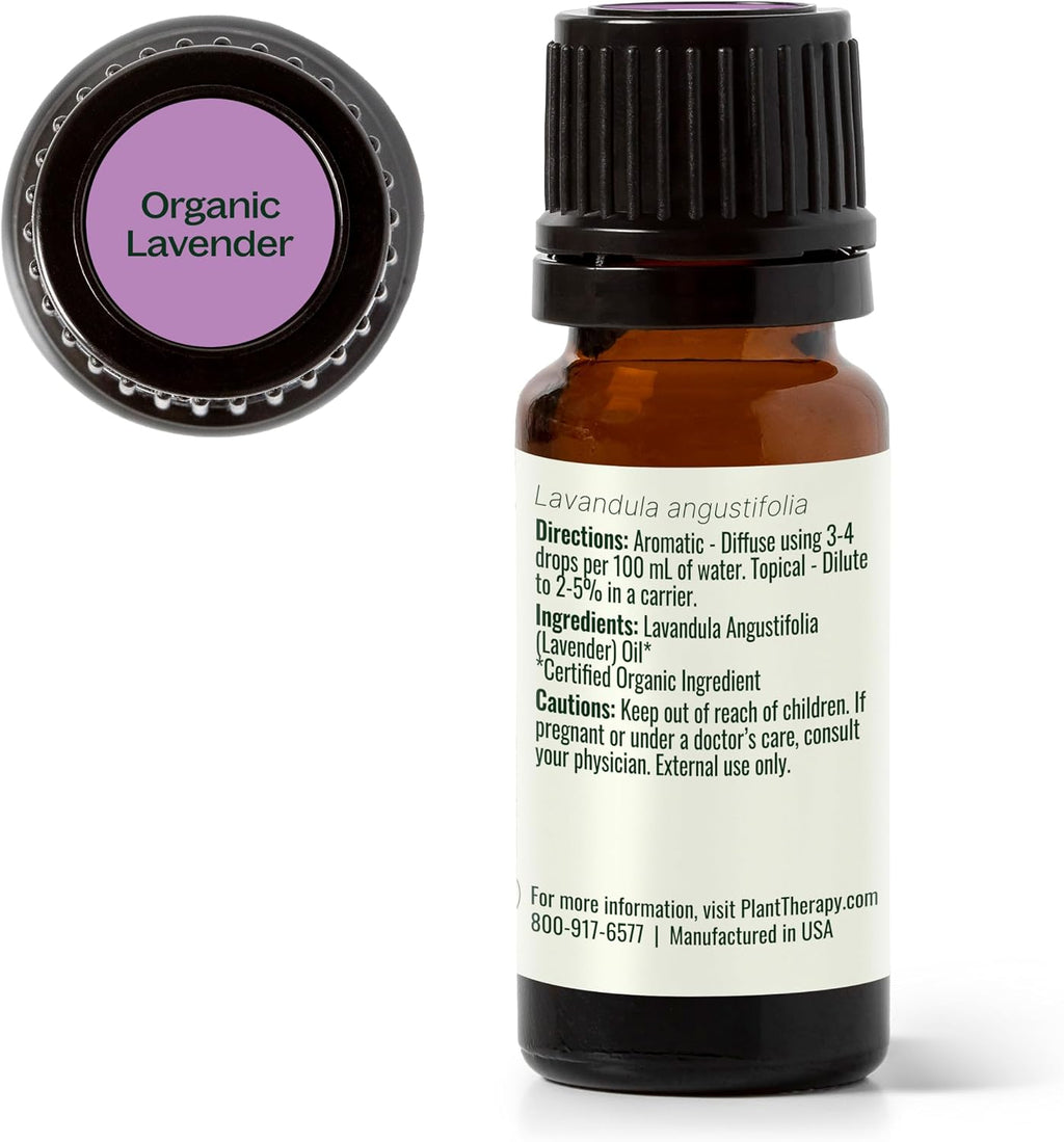 Plant Therapy Organic Lavender Essential Oil 10 mL (1/3 oz), USDA Certified