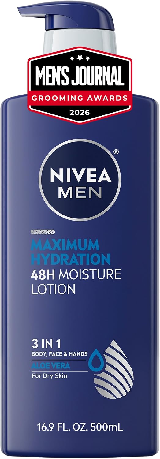 NIVEA MEN Maximum Hydration Lotion, 48-Hour Body Moisturizer, 16.9 FL OZ