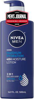 NIVEA MEN Maximum Hydration Lotion, 48-Hour Body Moisturizer, 16.9 FL OZ