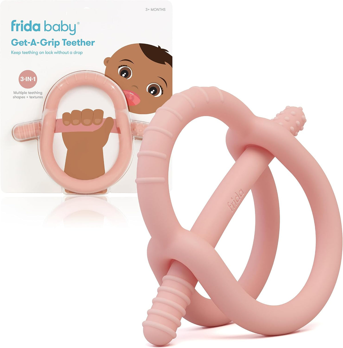 Frida Baby Get-A-Grip Silicone Teether for Teething Pain Relief, Teal