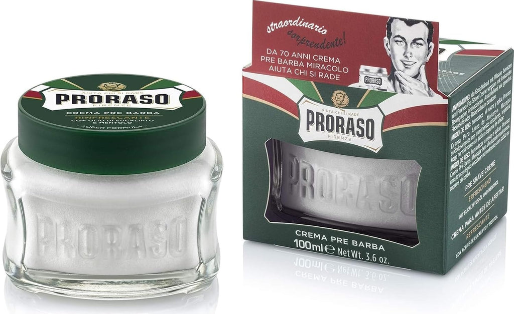 Proraso Pre-Shave Conditioning Cream for Men, Refreshing and Toning with Menthol and Eucalyptus Oil, 3.6 oz