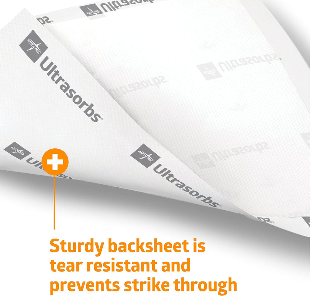 Medline Ultrasorbs Drypads, 30" x 36", 25 Count, Super Absorbent Disposable Bed Pads, Large Incontinence Bed Pads, Chucks Protective Underpads, 10 Times More Absorbent, For Adults, Elderly