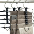 Magic Pants Hangers Space Saving - 2 Pack for Closet Multiple Layers Multifunctional Uses Rack Organizer for Trousers Scarves Slack (2 Pack with 10 Metal Clips)