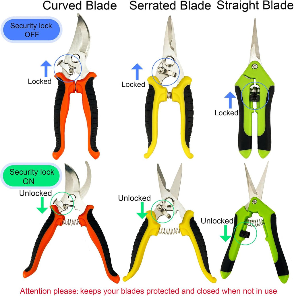 Pruning Shears, 4 Pack Garden Shears with Gardening gloves, Clippers Handheld, Stainless Steel Garden Snips, Lengnoyp Pruners for Gardening