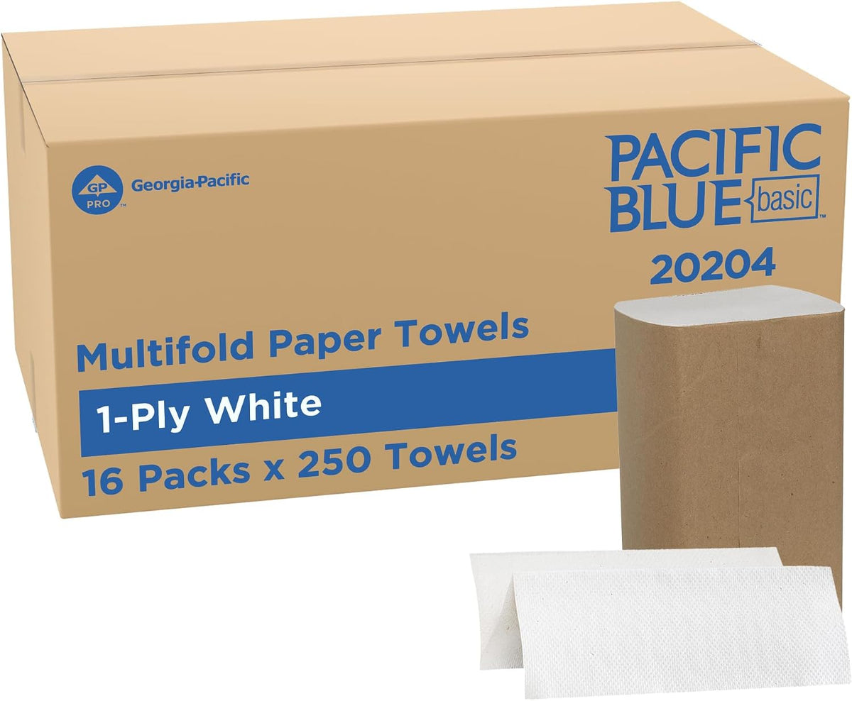 Pacific Blue Basic by Georgia-Pacific PRO Multifold Paper Towels, White, 250 Towels Per Pack, 16 Packs Per Case, 20204