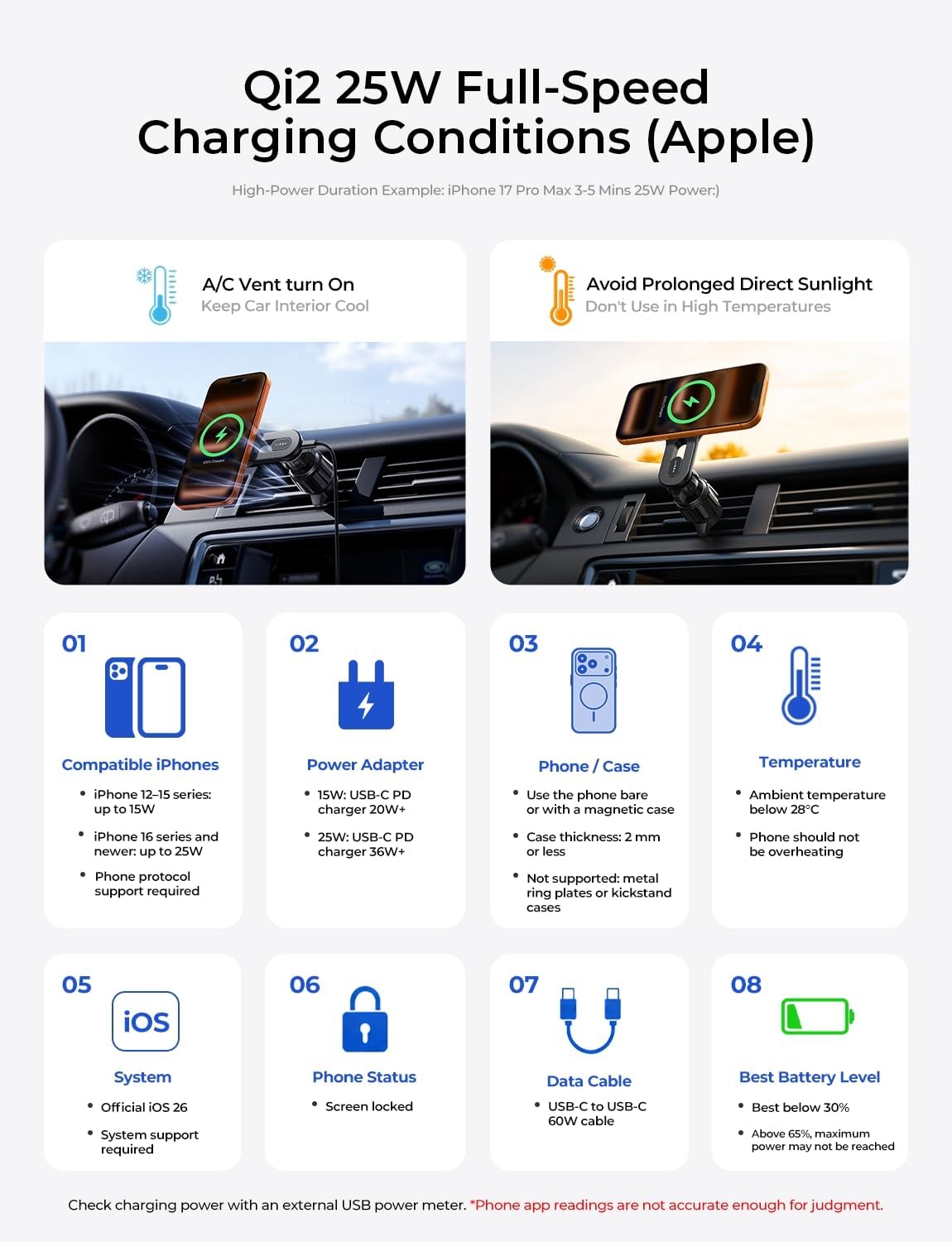 LISEN for Qi2.2 25W MagSafe Car Mount Charger,Car Vent Magnetic Car Charger