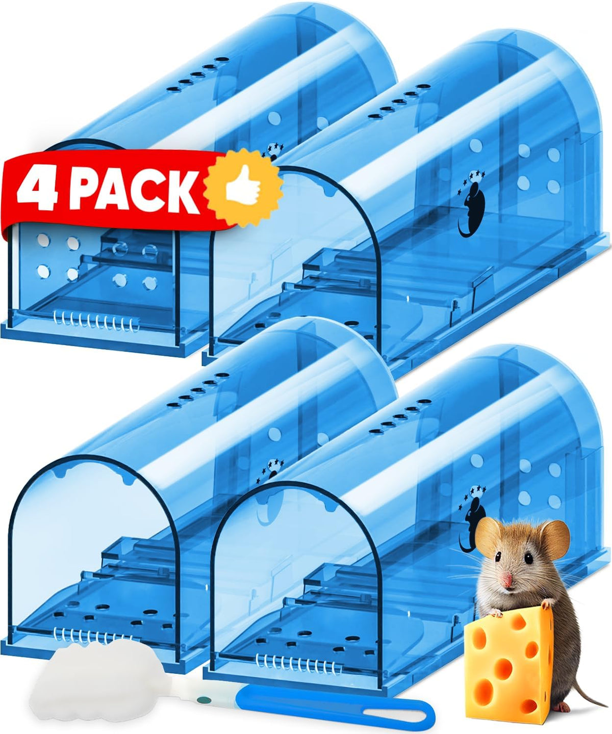 Motel Mouse Humane No Kill Mouse Traps Live Catch & Release - 4 Pack