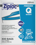 SC Johnson Professional Ziploc Quart Food Storage Freezer Bags, Grip 'n Seal Technology for Easier Grip, Open, and Close, 300 Count