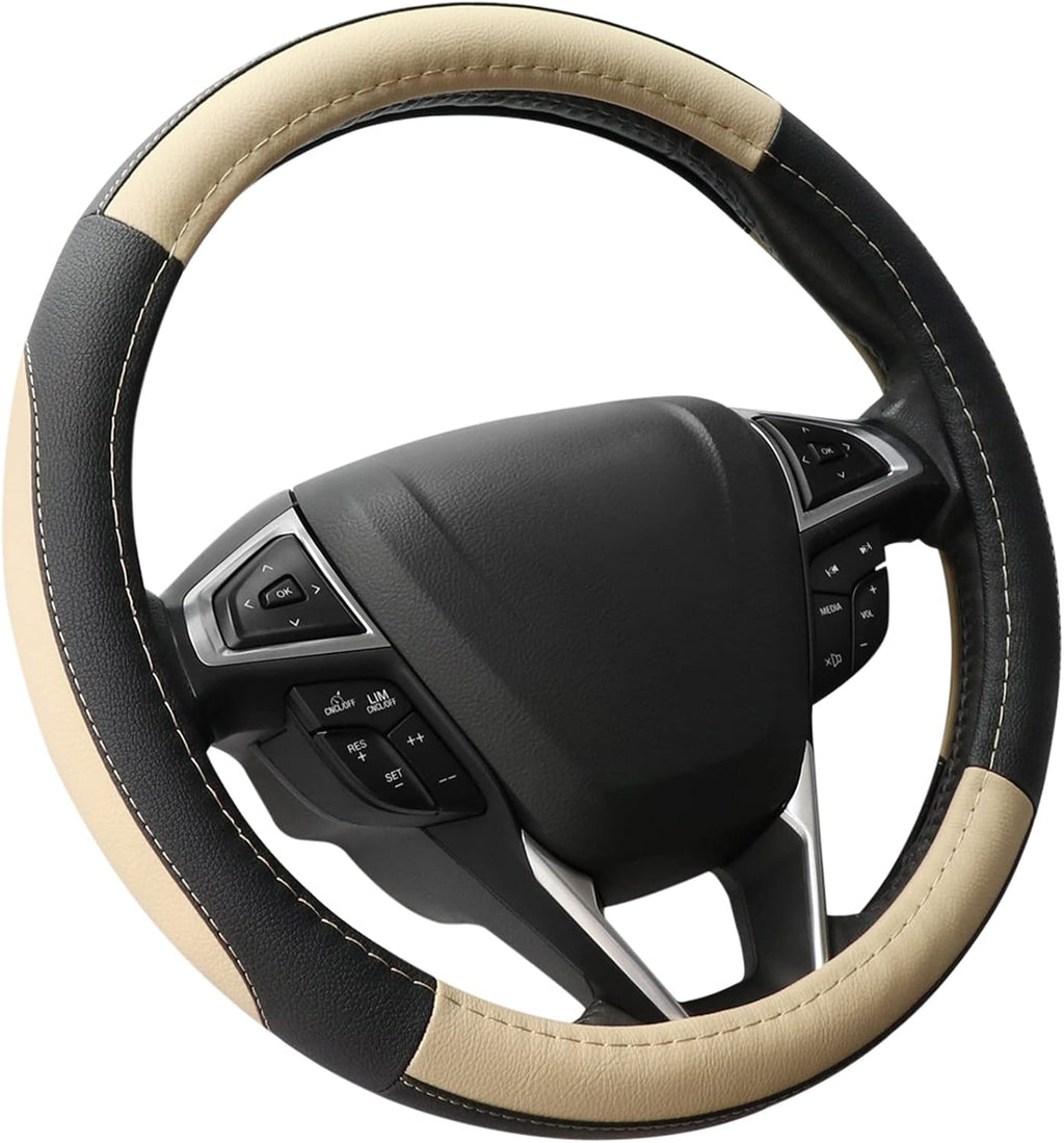 SEG Direct Black Microfiber Leather Auto Car Steering Wheel Cover 15 inch