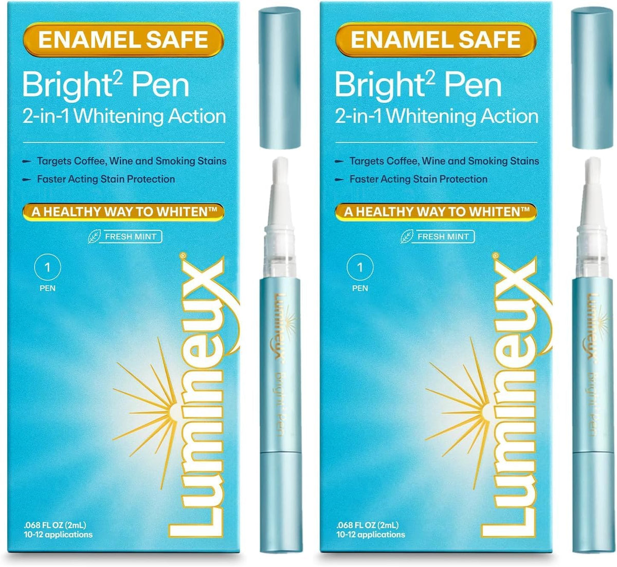 Lumineux 2-in-1 Teeth Whitening Pen, Removes Coffee & Tea Stains