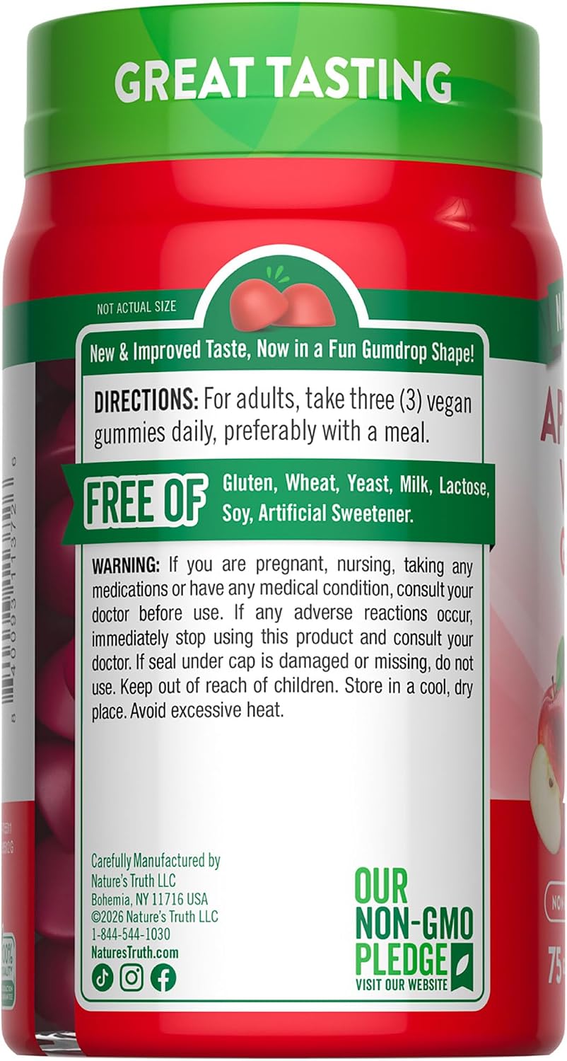 Nature's Truth Apple Cider Vinegar Gummies | 600 mg | 75 Gummies