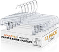 HOUSE DAY 14 Inch Clear Pants Hangers with Clips 12 Pack, Skirt Hangers