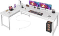 Huuger 63 Inch L Shaped Desk with Power Outlets & 0.95 Inch Thicker Desktop