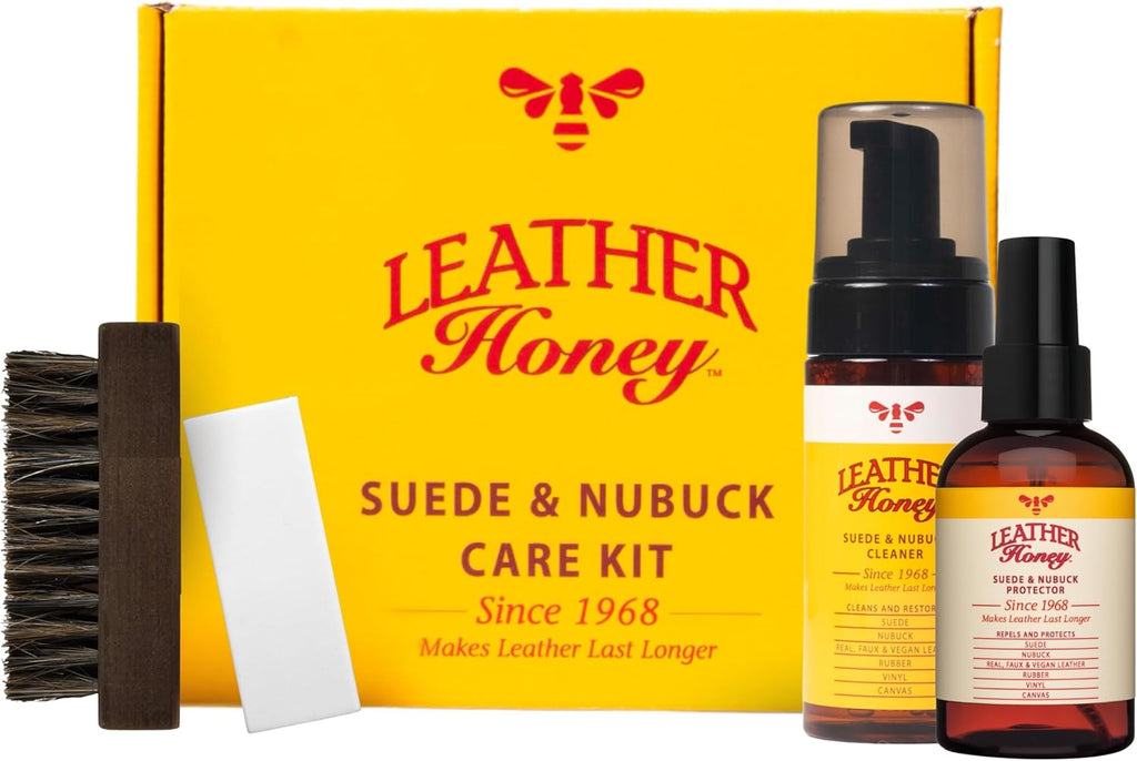 Leather Honey Suede & Nubuck Care Kit – Cleaner, Protector, Brush, Eraser
