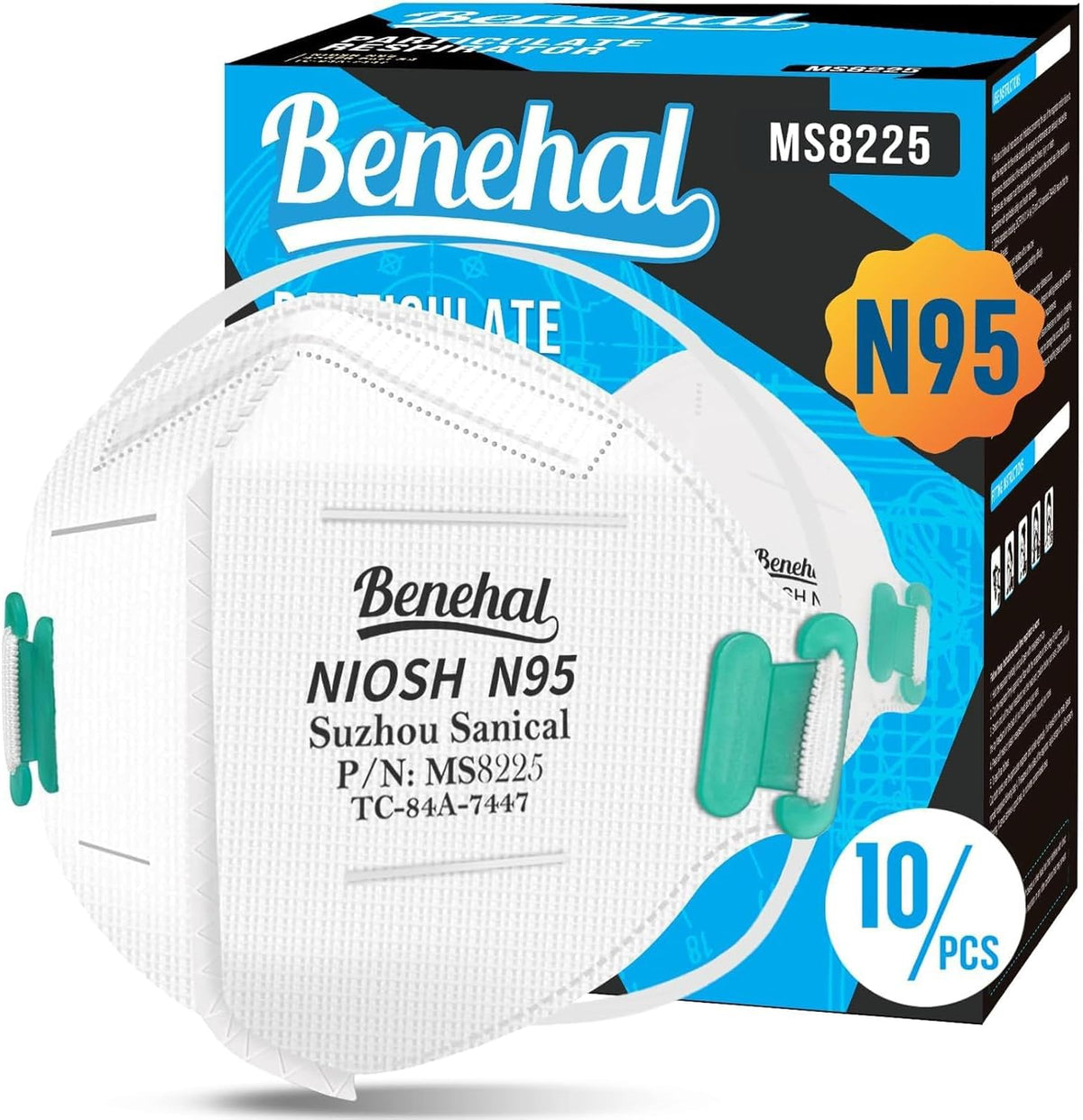 benehal N95 Masks for Adults, NIOSH Approved Disposable Mask, White 20-Pack