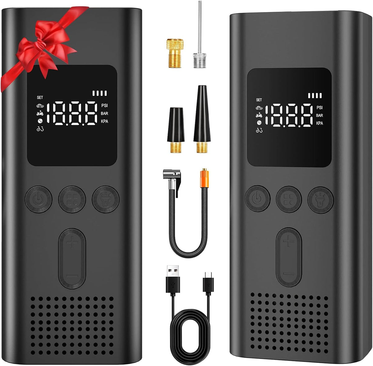 Tire Inflator Portable Air Compressor, Bike Pump with Auto Shut-Off