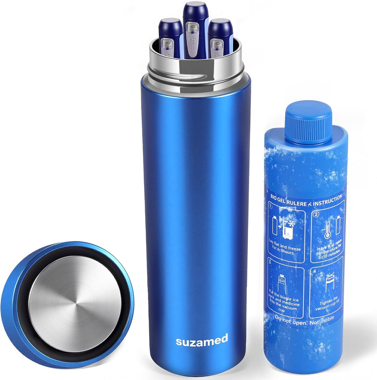 suzamed Vacuum Insulin Cooler Travel Case, Ice Pack TSA Approved, Blue