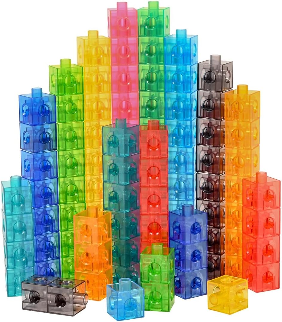 edxeducation Linking Cubes, Set of 100, Counting Cubes, Color Sorting Toys