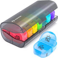 AUVON Pill Box 2 Times a Day, 7-Color for Easy Tracking, Dual Protection