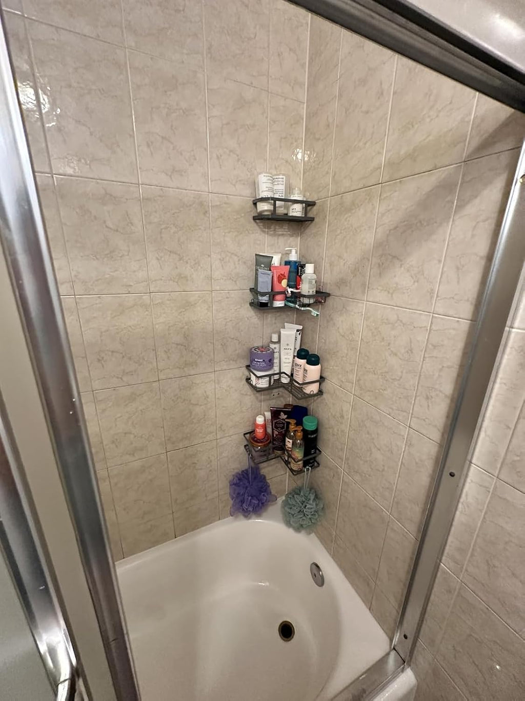 Youvip Shower Caddy Corner No Drilling-Adhesive, Shower Shelves-Rustproof
