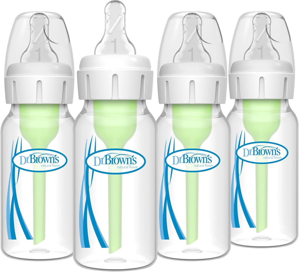 Dr. Brown's Anti-Colic Options+ Narrow Baby Bottle, 4 oz, 4-Pack