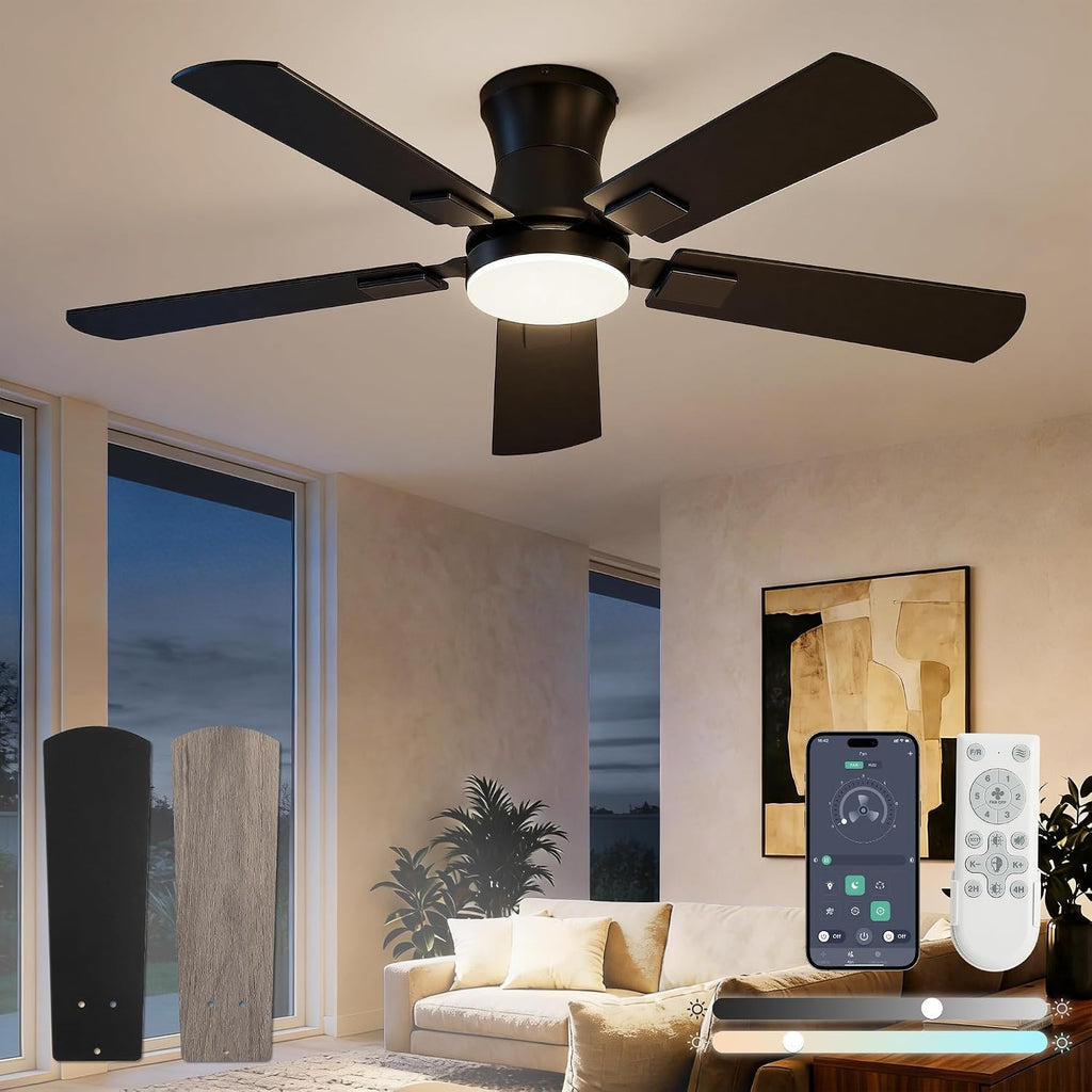 Fanbulous 52 inch Ceiling Fan with Light, Low Profile, App & Remote Control