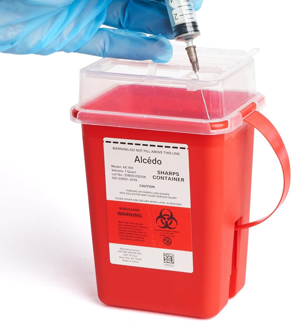 Alcedo Sharps Container 1 Quart (1-Pack) for Home Use & Travel Disposal