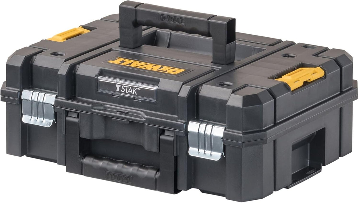 DEWALT Tool Box TSTAK II, 13 In. Flat Top Tool Storage Case, Stackable Organizer Hard Case Portable Toolbox, Heavy Duty, Holds Up To 66 lbs (DWST17807)